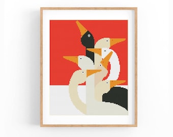 Goose Modern Cross stitch pattern, Cute goose, Counted cross stitch, Abstract Art decor, Easy counted xstitch, beginer, Instant download PDF
