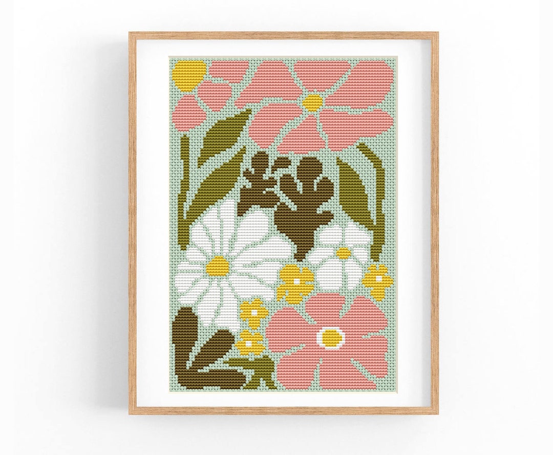 Ultimate Floral CROSS STITCH/クロスステッチ Cross Stitch Pattern Modern Floral Abstract, Modern Flowers