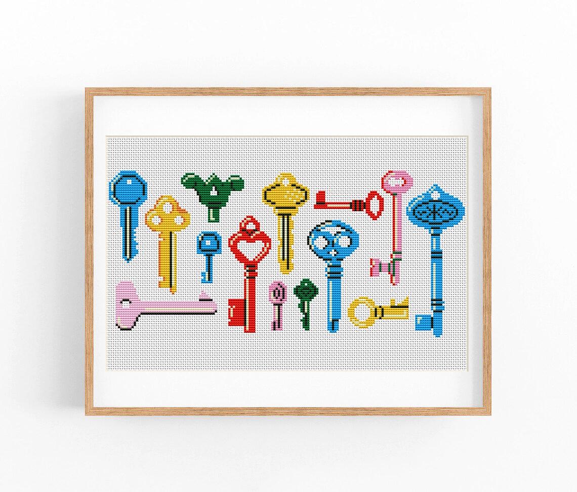 Keys Cross Stitch Pattern, Modern Kitchen Xstitch Design, Instant ...