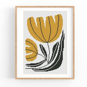 Cross Stitch Pattern Modern Floral Abstract, Modern flowers, Easy x-stitch Pattern, Cross Stitch Chart, Nature Pattern, Instant Download PDF
