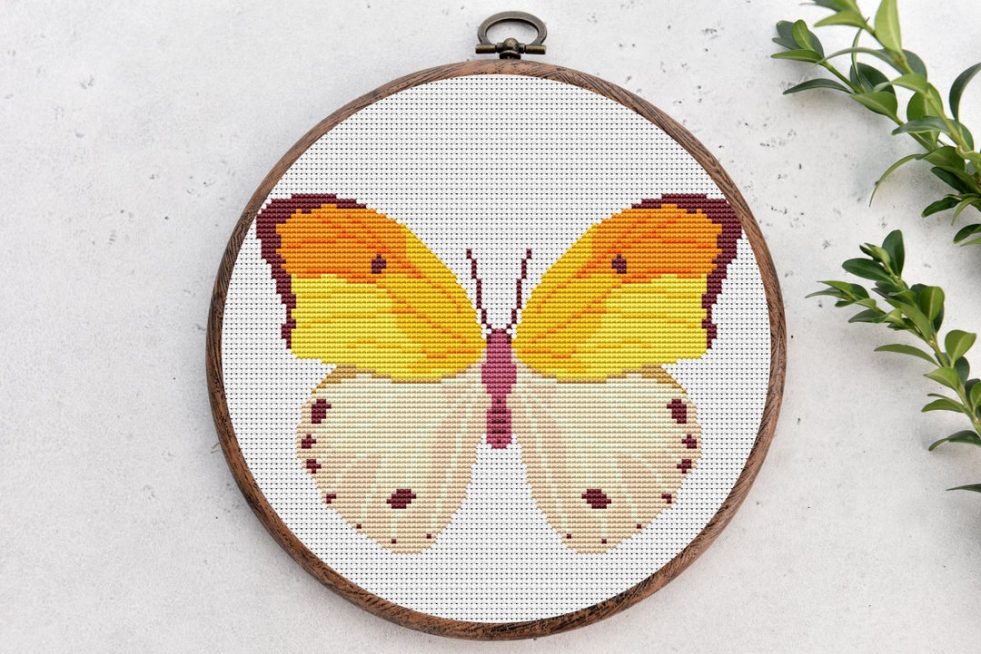Butterfly Cross Stitch Pattern, Woodland Insect Nature Cross Stitch