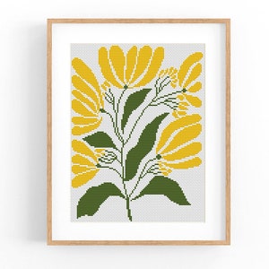 Cross Stitch Pattern Modern Floral Abstract, Modern flowers, Easy x-stitch Pattern, Cross Stitch Chart, Nature Pattern, Instant Download PDF