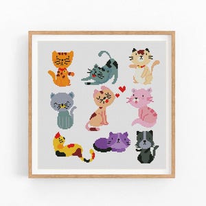 Cross Stitch Pattern, Funny Cats, Modern x-stitch Pattern, Cross Stitch Chart, Kitten, Kitty, Cat Lover Gift Pattern, Instant Download PDF