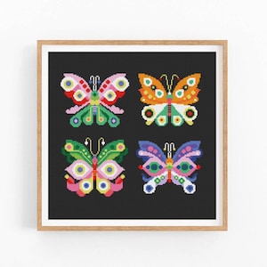 Butterfly cross stitch pattern, Insects,Entomology cross stitch,Abstract Moth embroidery wall decor,Modern cross stitch.Instant download PDF