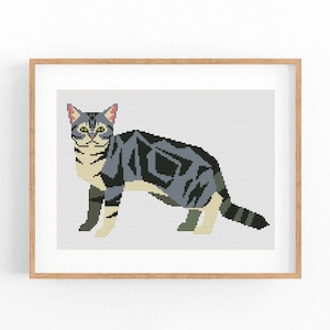 Cross Stitch Pattern, Abstract Colorful cat, Kitten Modern x-stitch Pattern,Cross Stitch Chart, Cat Lover Gift Pattern, Instant Download PDF