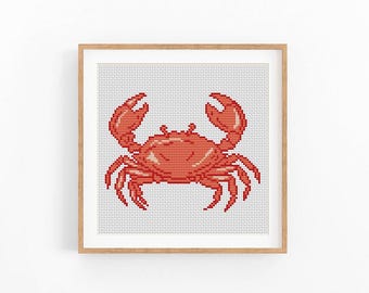 Crab Cross Stitch Pattern, Seafood, Lobster crab Cross Stitch Pattern, Modern Cross Stitch Design, Instant Download PDF