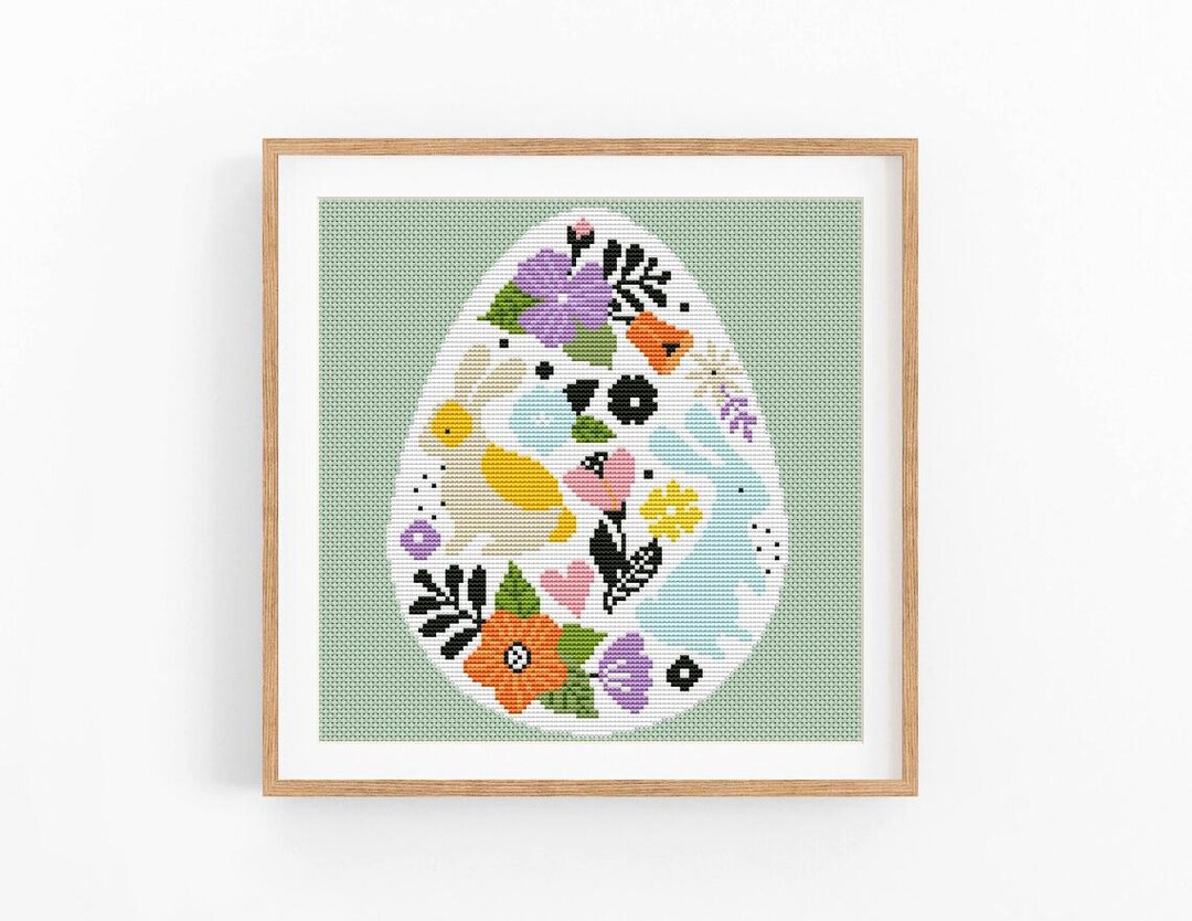 Happy Easter Cross Stitch Pattern, Cute Egg Bunny Counted Xstitch ...