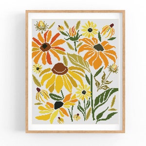 Cross Stitch Pattern Modern Abstract Floral, Flowers, Plant, Easy x-stitch Pattern, Cross Stitch Chart, Nature Pattern,Instant Download PDF