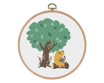 Cross stitch pattern, Modern, Cute Bear, Easy Counted cross stitch, funny small xstitch, Boho Nursery Decor, baby, Instant download PDF