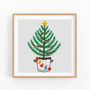 Merry Christmas Cross Stitch Pattern, Christmas tree, Love Modern Cross Stitch Pattern, Holidays Cross Stitch Pattern, Instant Download PDF