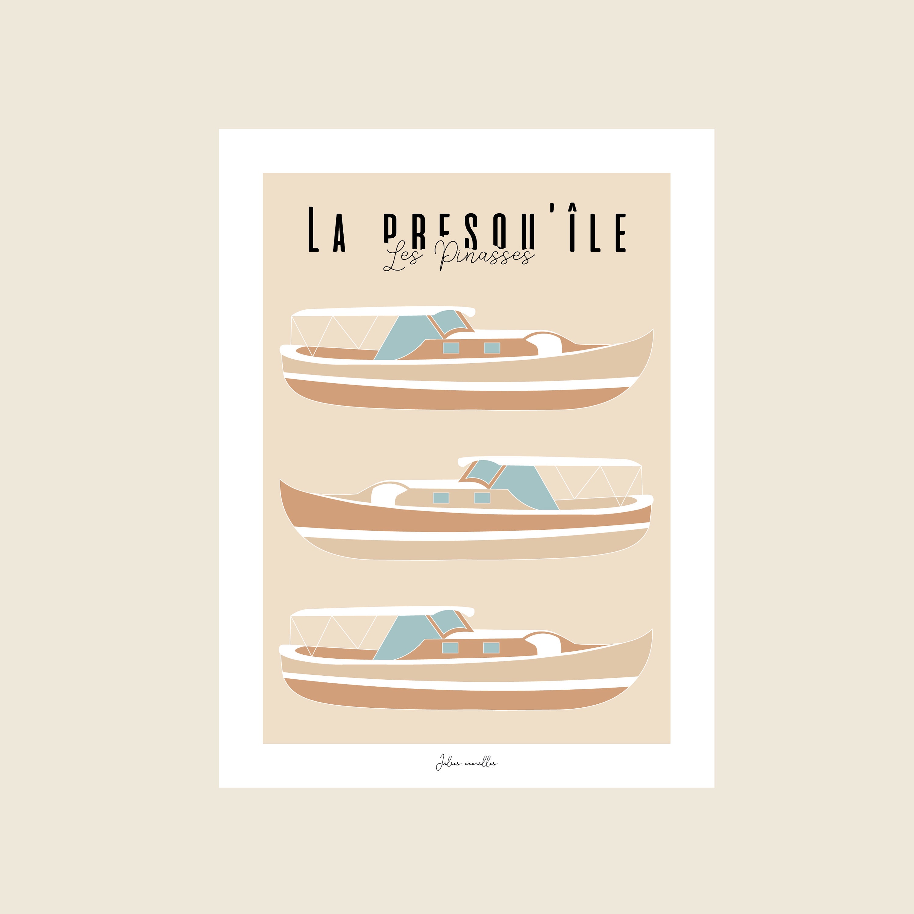 Bassin d'arcachon - Affiche Les Pinasses Format 30x40cm