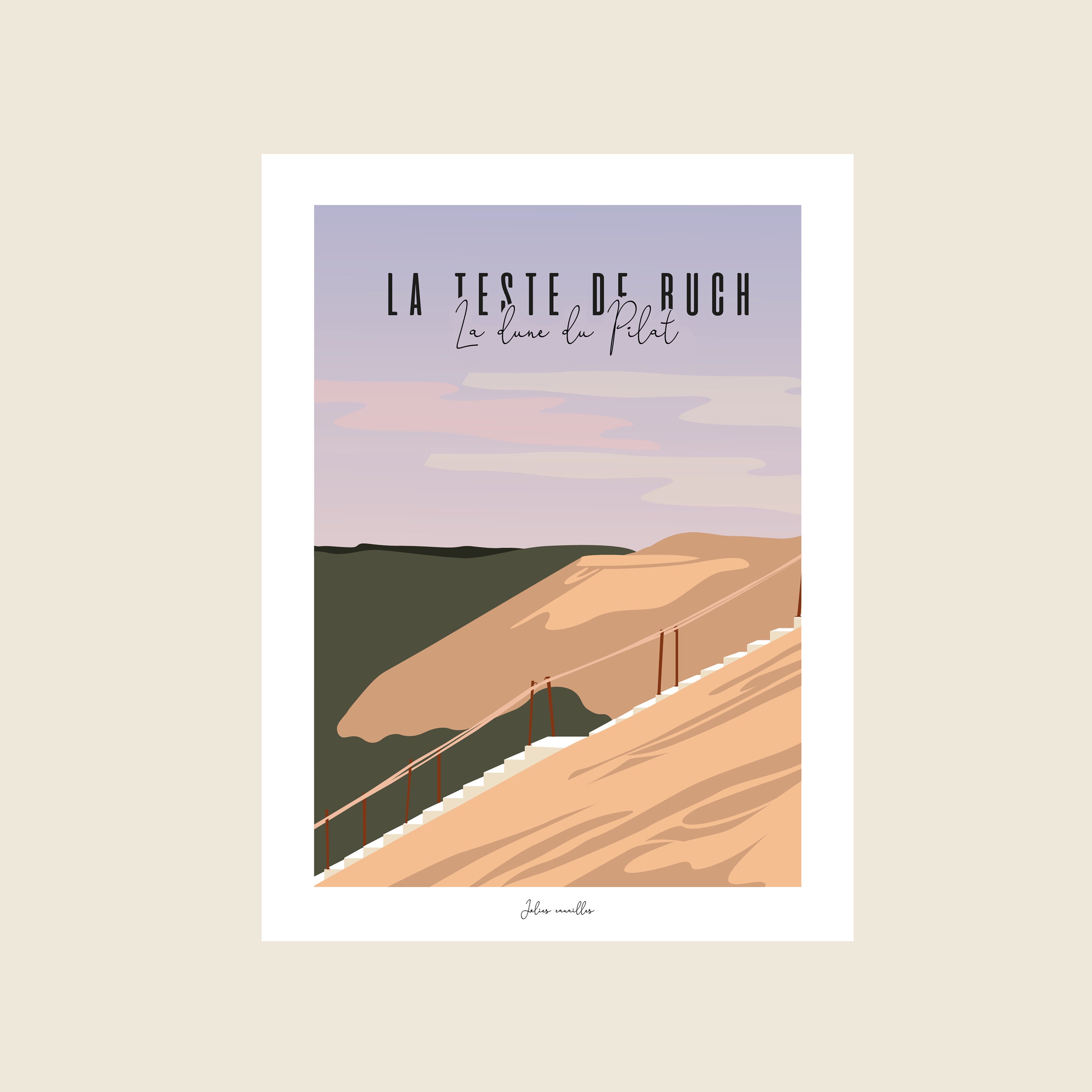 Bassin d'arcachon - Affiche La Montée de La Dune Format 30x40cm