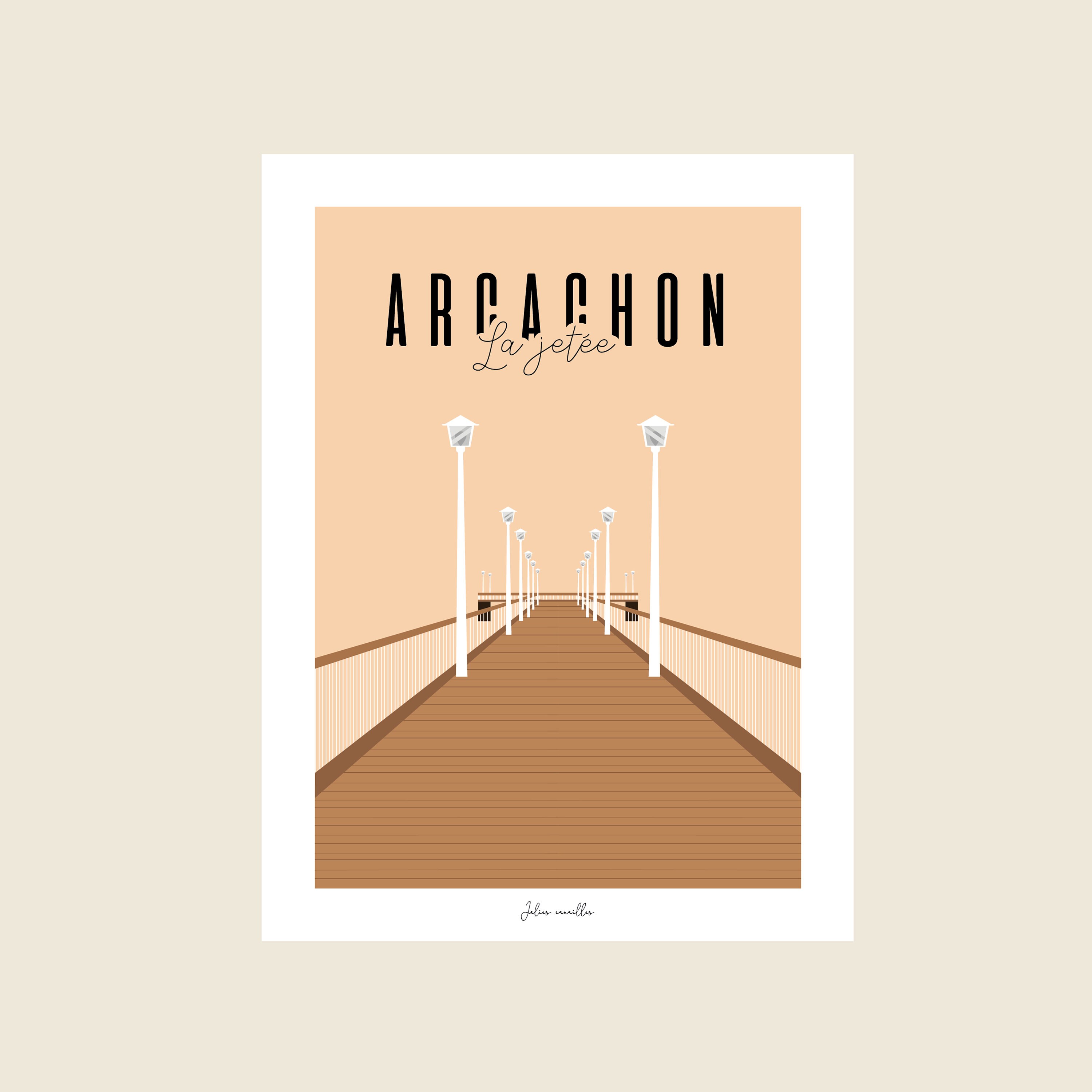 Bassin d'arcachon - Affiche Arcachon La Jetée Format 30x40cm