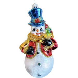 Snowman Christmas Ornament, Christmas Glass Ornament, Christmas Decor, Made in Poland