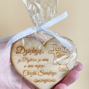 Christening Gift, Christening Favors, Christening Heart Shaped Favors, Wooden Hearts, Pamiatka Chrztu Swietego