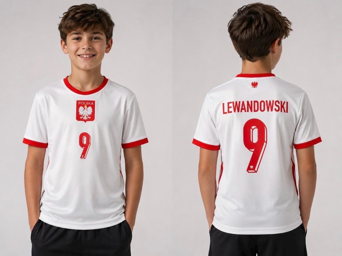 Lewandowski Soccer Kid Jersey, Robert Lewandowski #9, Made in