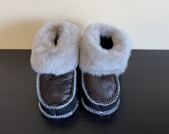 Sheepskin Baby Slippers, Infant Winter Boots, Leather Moccasins, Baby Shoes