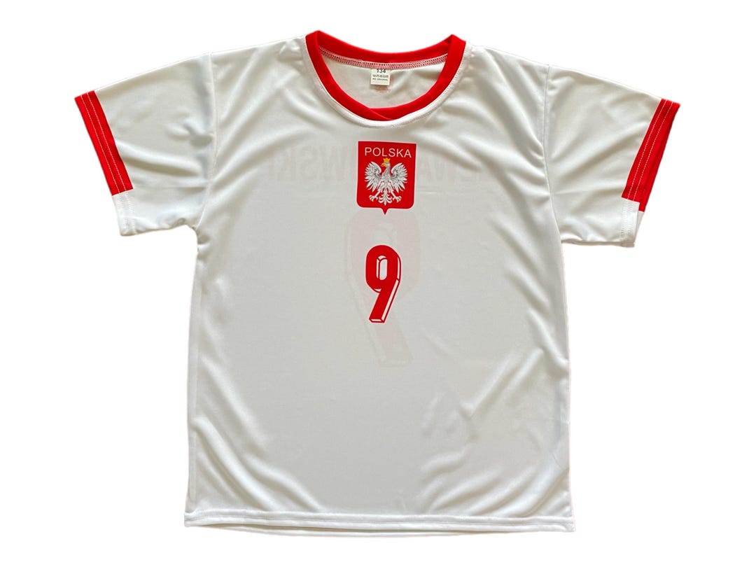 新品正規品ポーランド代表100周年ユニフォームLEWANDOWSKI 9番 Lewandowski Soccer Kid Jersey, Robert Lewandowski #9, Made