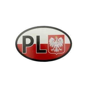 Poland Car Sticker, Poland Flag, Polish Coat of Arms, Oval Car Sticker, Polskie Naklejki