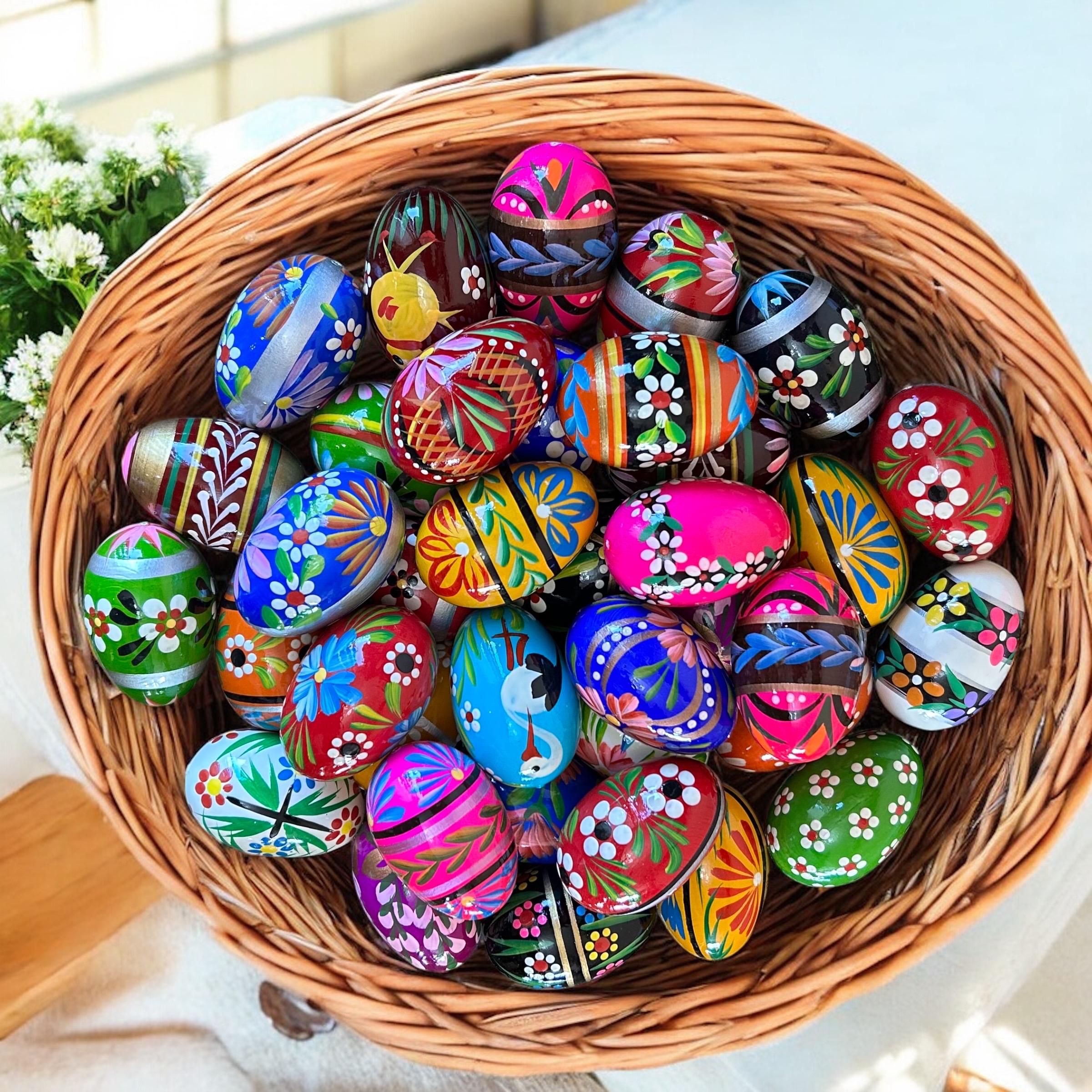 Set of 6 Pisanki Polish Easter Eggs – Hand Painted Wooden Pysanky Eggs ...