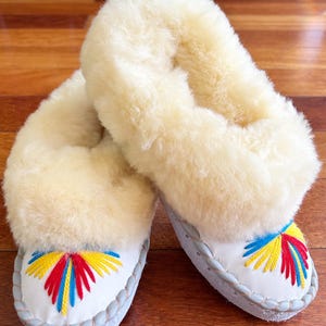 Women&#39;s Handmade Sheepskin Slippers, Polish Leather Slippers, Highlander Slippers