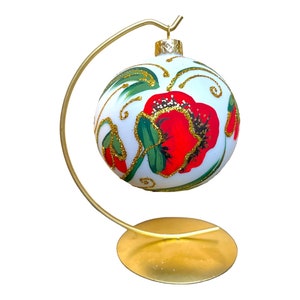 Poppy Christmas Ornament, Made in Poland, Christmas Glass Ornament, Handmade