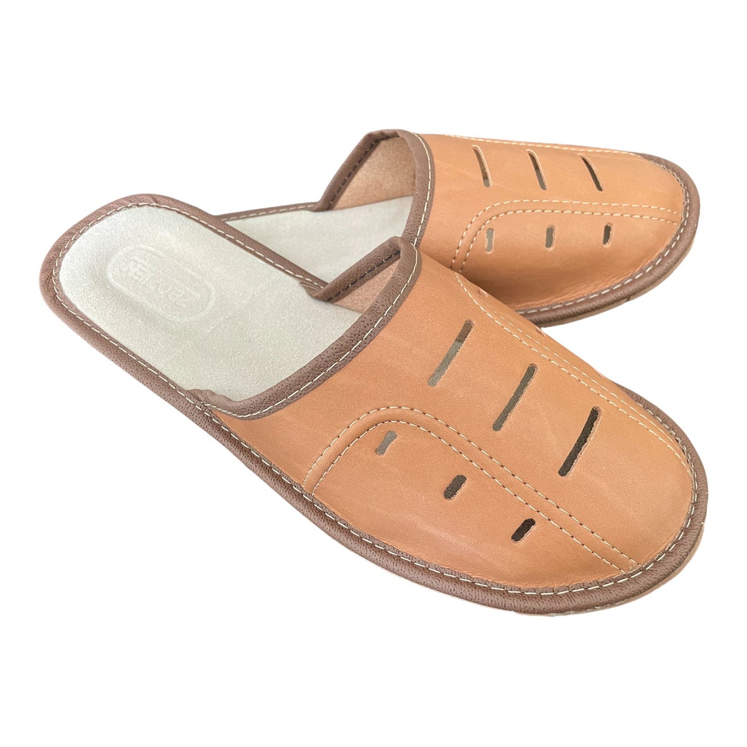 Men's Genuine Leather Slippers, Traditional Polish Men's Leather