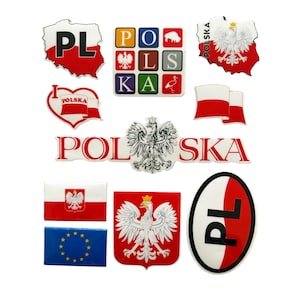 Poland 10 Stickers Set, Polish Polska Flag Decals, Car Bike Laptop Stickers, Polska Naklejki