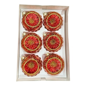 Set of 6 Reflector Glass Christmas Ornaments, Made in Poland, Handmade Glass Ornaments, Christmas Decoration