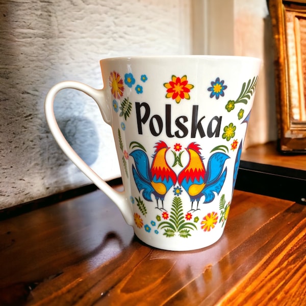 Porcelain Mug, Lowicz Design, Polska Mug, 300 ml