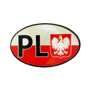 Poland Car Sticker, Poland Flag, Polish Coat of Arms, Oval Car Sticker, Polskie Naklejki