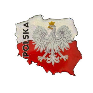 Polska Map Car Sticker, Poland Flag, Polish Coat of Arms, 3'' sticker
