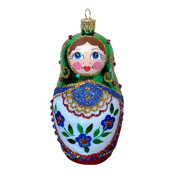 Babushka Christmas Ornament, Christmas Glass Ornament, Christmas Decor, Made in Poland