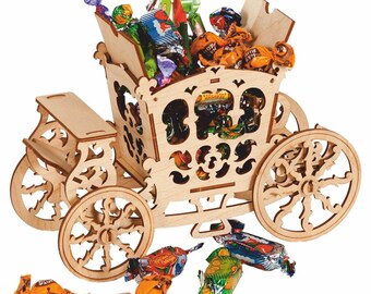 Laser Cut Carriage Candy Cart Sweet Display Stand 3mm Wooden Plywood Plan SVG CDR DXF File
