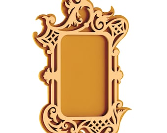 Lasercut Cadre de miroir en contreplaqué en bois SVG DXF Fichier