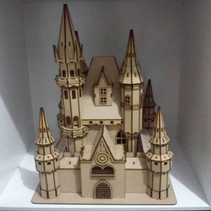 Lasercut Castle House Model Decorative Wooden 3D Toy Plan 3 mm SVG CDR DXF Ai Pdf Eps Files