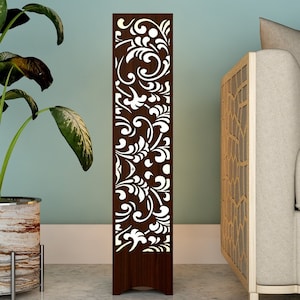 Laser Cut Flower Design Wooden Floor Lamp SVG CDR File