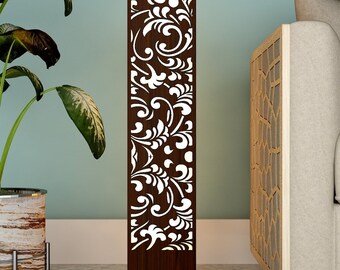 Laser Cut Flower Design Wooden Floor Lamp SVG CDR File