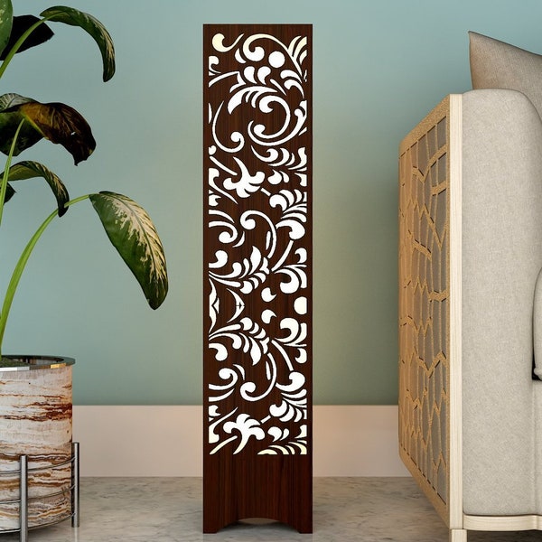 Laser Cut Flower Design Wooden Floor Lamp SVG CDR File