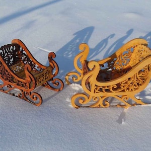 Lasercut Cart Model Wooden Santa Sleigh Laser Cut Plywood PDF File