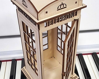 Lasergesneden Britse telefooncel 3D-modelplan houten speelgoed 3 mm SVG CDR-bestand