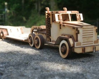 Lasercut Truck Model Wooden Plywood 1mm 3D Puzzle Plan SVG DXF Files