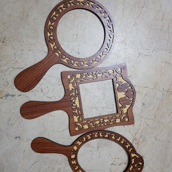 Hand Mirrors Laser Cut Scroll Saw Templates PDF File