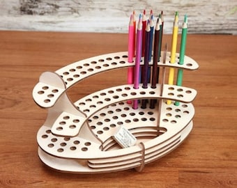 Laser Cut Wooden Pencil Holder Pen Stand Pencil Storage Desk Organizer 3mm SVG CDR File
