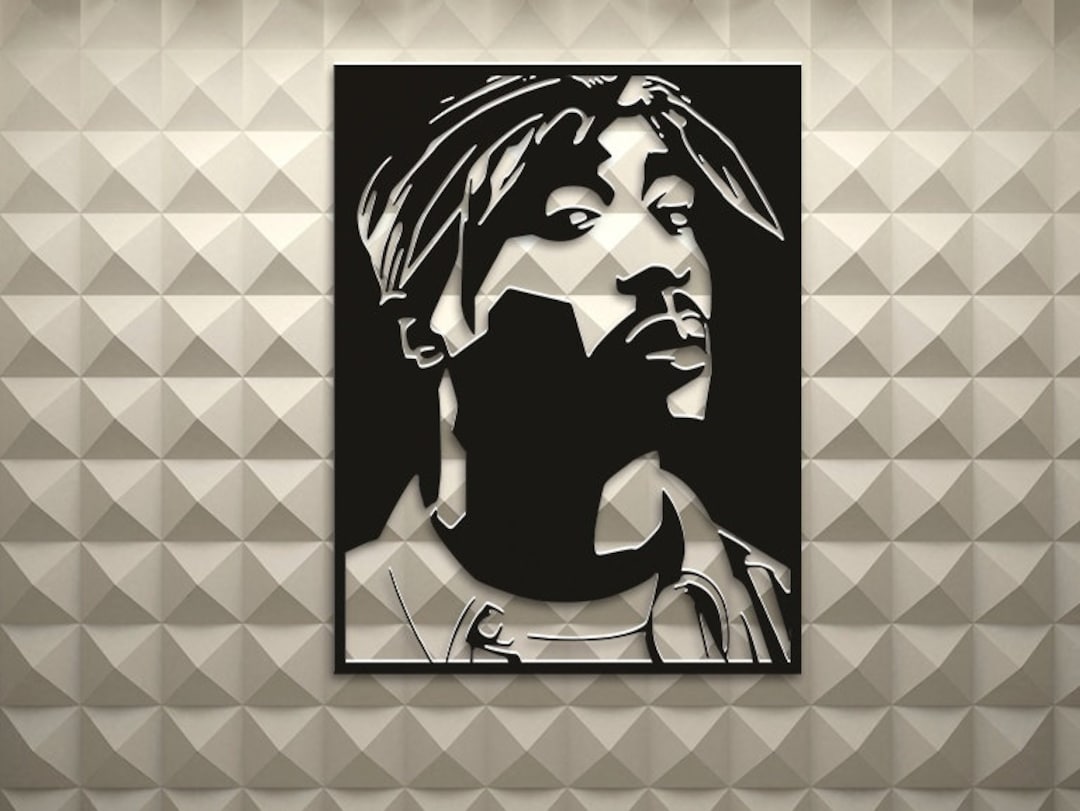 Lasercut Tupac Hip Hop Rap Wall Decoration Wooden Metal Vector Art