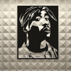 Lasercut Tupac Hip Hop Rap Wall Decoration Wooden Metal Vector Art Cnc Cut DXF SVG CDR Files