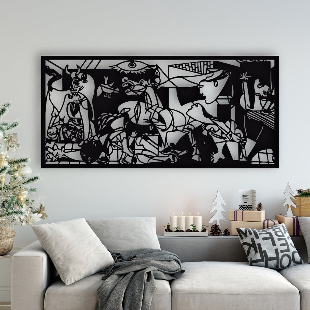 Lasercut Guernica Picasso Wall Decoration Wooden Metal Vector Art