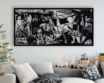 Lasercut Guernica Picasso Wall Decoration Wooden Metal Vector Art Cnc Cut SVG CDR Eps DXF Ai Pdf Files