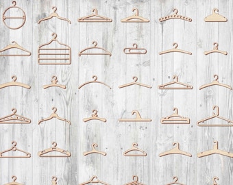 Laser Cut Custom Wooden Clothing Hangers Templates 48 Model Set SVG CDR File