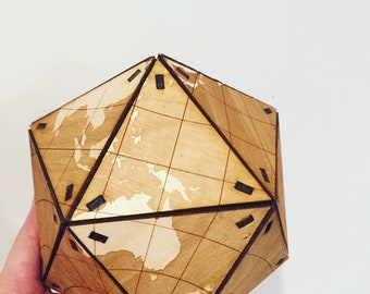 Lasercut Dymaxion Globe Model 3 mm houten 3D Plan SVG-bestand